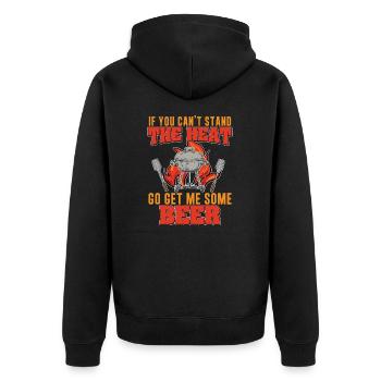 Wenn Sie die Hitze nicht stehen können, lustiges - Unisex Premium Bio Zip Hoodie - Schwarz - Hinten - Nico (187cm)