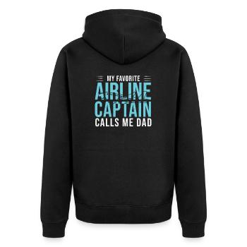 My Favorite Pilot Calls Me Dad For An Airline - Unisex Premium Organic Zip Hoodie - black - Back - Nico (187cm)