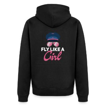 Chapeau de pilote amusant Fly Like A Girl pour - Veste à capuche bio Premium Unisexe - noir - Dos - Nico (187cm)