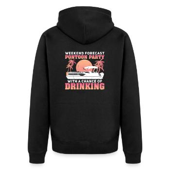 Wochenendprognose Pontooning Lustig Ponton Party - Unisex Premium Bio Zip Hoodie - Schwarz - Hinten - Nico (187cm)