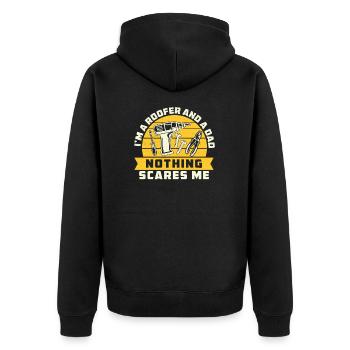 Roofing Constraction A Roof Contractor For A - Unisex Premium Organic Zip Hoodie - black - Back - Nico (187cm)