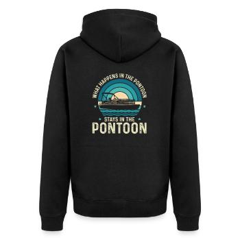What Happens On The Pontoon Stays On The Pontoon - Unisex Premium Organic Zip Hoodie - black - Back - Nico (187cm)