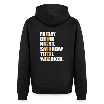 Drink Night Funny Hangover Humor For An Alcoholic - Unisex Premium Organic Zip Hoodie - black - Back - Nico (187cm)