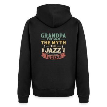 Grandpa The Man The Myth The Jazz Legend - Unisex Premium Organic Zip Hoodie - black - Back - Nico (187cm)