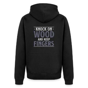Knock On Wood And Keep Fingers Funny Cabinet - Unisex Premium Organic Zip Hoodie - black - Back - Nico (187cm)