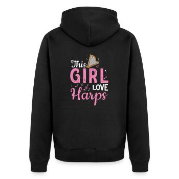 This Girl Love Harps Jeu de harpes amusant - Veste à capuche bio Premium Unisexe - noir - Dos - Nico (187cm)