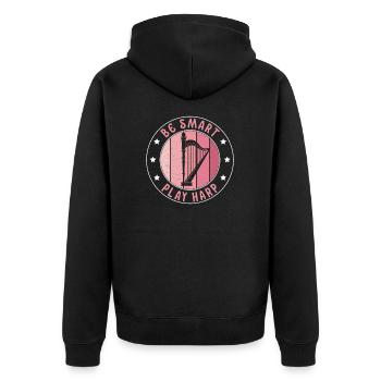 Be Smart Play Harp Funny Harpist Harp Player - Unisex Premium Organic Zip Hoodie - black - Back - Nico (187cm)