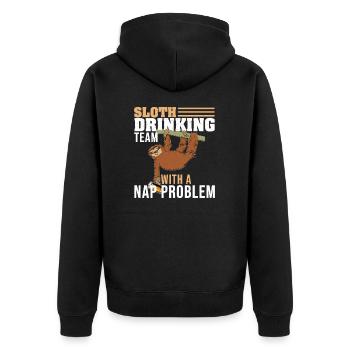 Sloth Drinking Funny Sleeping For A Lazy - Unisex Premium Organic Zip Hoodie - black - Back - Nico (187cm)