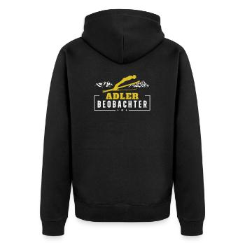 Adler Beobachter Lustig Skispringen Skifliegen - Unisex Premium Bio Zip Hoodie - Schwarz - Hinten - Nico (187cm)