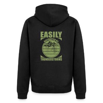 Humour de météorgie amusante facilement distraite - Veste à capuche bio Premium Unisexe - noir - Dos - Nico (187cm)