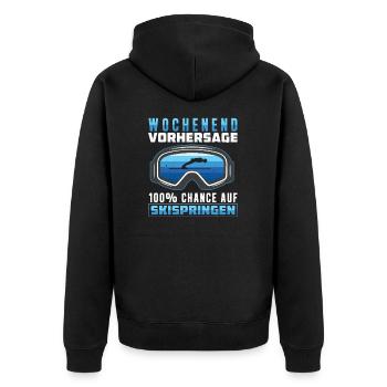 Wochenend Vorhersage Lustig Skispringen Skifliegen - Unisex Premium Bio Zip Hoodie - Schwarz - Hinten - Nico (187cm)