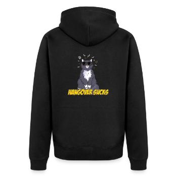 Lustige Kater-Schattierungen, Kopfschmerzen für - Unisex Premium Bio Zip Hoodie - Schwarz - Hinten - Nico (187cm)