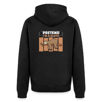 Pretend I'm A Funny Slothing Freak For An Animal - Unisex Premium Organic Zip Hoodie - black - Back - Nico (187cm)
