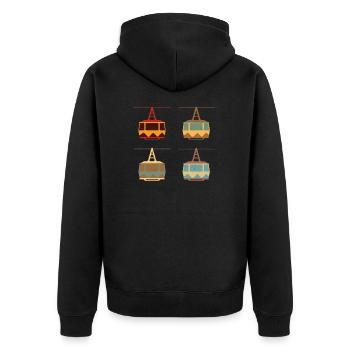Seilbahn Retro Bergbahn Gondel Luftseilbahn - Unisex Premium Bio Zip Hoodie - Schwarz - Hinten - Nico (187cm)