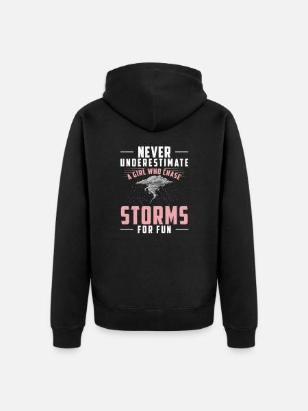 Mai sottovalutare una ragazza divertente - Felpa con cappuccio ecologica premium unisex - nero