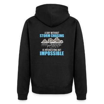 Ein Tag ohne lustigen Meteorologie-Humor für - Unisex Premium Bio Zip Hoodie - Schwarz - Hinten - Nico (187cm)