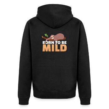 Born To Be Mild Funny Lazy Slothing For Nap Fans - Unisex Premium Organic Zip Hoodie - black - Back - Nico (187cm)