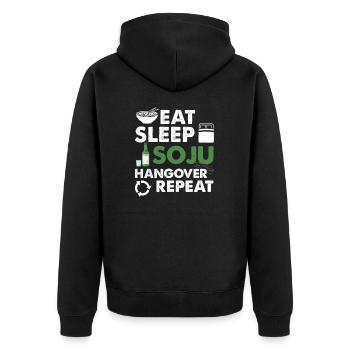 Eat Sleep Soju Hangover Repeat Funny Korean - Unisex Premium Organic Zip Hoodie - black - Back - Nico (187cm)