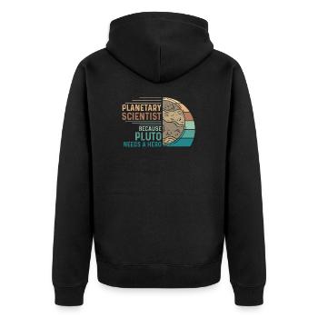 Vintage Planetary Science Astronomy For A Planet - Unisex Premium Organic Zip Hoodie - black - Back - Nico (187cm)
