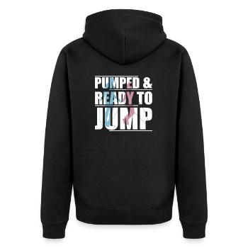 Pumped & Ready To Jump Funny Jump Rope Skipping - Unisex Premium Organic Zip Hoodie - black - Back - Nico (187cm)