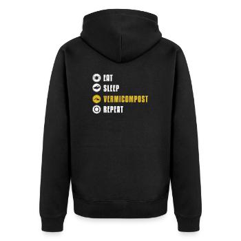 Eat Sleep Funny Vermiculture Humor For Vermicast - Unisex Premium Organic Zip Hoodie - black - Back - Nico (187cm)
