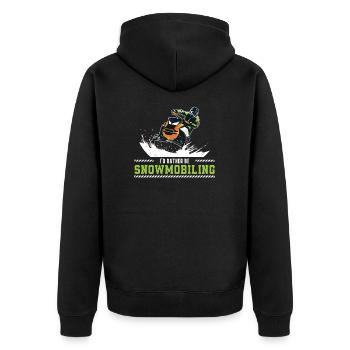 Klassisches Schneemobilfahren-Snocross für - Unisex Premium Bio Zip Hoodie - Schwarz - Hinten - Nico (187cm)