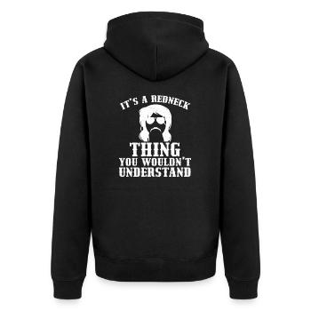 Vintage Redneck Thing You Wouldn't Understand - Unisex Premium Bio Zip Hoodie - Schwarz - Hinten - Nico (187cm)