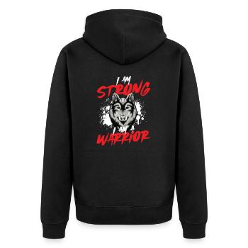 Ich bin ein starker bösartiger Krieger Symbolik - Unisex Premium Bio Zip Hoodie - Schwarz - Hinten - Nico (187cm)