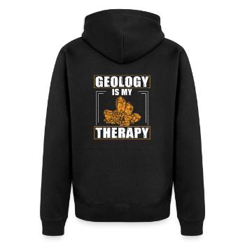 Funny Geology Therapy For Future Geologist Rock - Unisex Premium Organic Zip Hoodie - black - Back - Nico (187cm)
