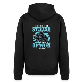 Strong Wolf Classic Motivational Alpha A Pack Of - Unisex Premium Organic Zip Hoodie - black - Back - Nico (187cm)