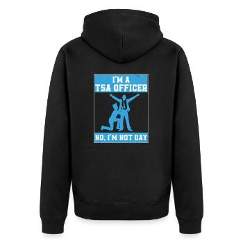 Lustiger Flughafentransport Screening Humor für - Unisex Premium Bio Zip Hoodie - Schwarz - Hinten - Nico (187cm)
