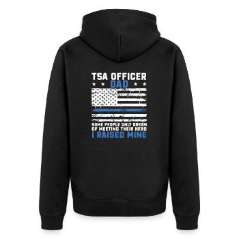 Patriotischer Transport-Sicherheitsheld für einen - Unisex Premium Bio Zip Hoodie - Schwarz - Hinten - Nico (187cm)