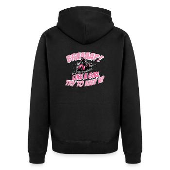 Cool Snocross Racing For A Snowmachine Girl - Unisex Premium Organic Zip Hoodie - black - Back - Nico (187cm)
