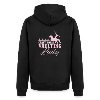 Crazy Horse Vaulting Lady Funny Horse Vaulting - Unisex Premium Organic Zip Hoodie - black - Back - Nico (187cm)