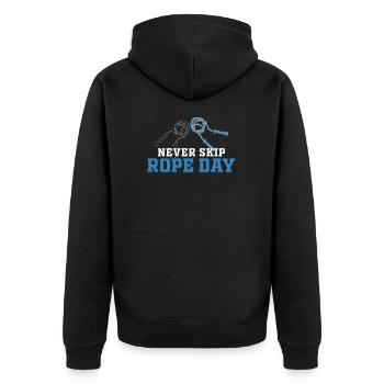 Never Skip Rope Day Lustiges Springseil Springseil - Unisex Premium Bio Zip Hoodie - Schwarz - Hinten - Nico (187cm)