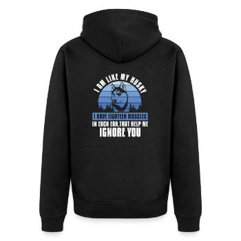 I Am Like My Husky Funny Mushing Schlitten Dog - Unisex Premium Bio Zip Hoodie - Schwarz - Hinten - Nico (187cm)