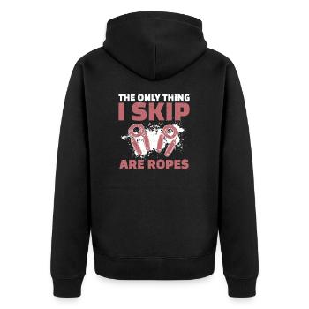 The Only Thing I Skip Are Ropes Lustiges - Unisex Premium Bio Zip Hoodie - Schwarz - Hinten - Nico (187cm)