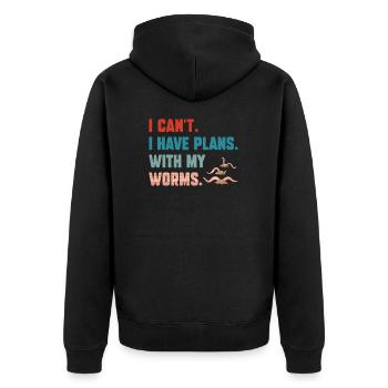 I Can't I Have Plans Funny Vermicast Hummor For A - Veste à capuche bio Premium Unisexe - noir - Dos - Nico (187cm)