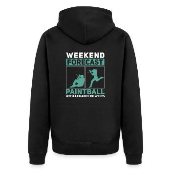 Weekend Forecast Funny Paintball Game Humor For - Unisex Premium Organic Zip Hoodie - black - Back - Nico (187cm)