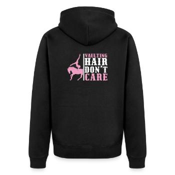 Vaulting Hair Don't Care Funny Horse Vaulting Girl - Veste à capuche bio Premium Unisexe - noir - Dos - Nico (187cm)