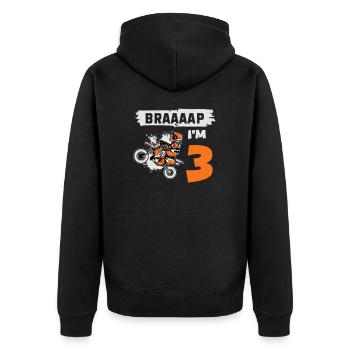 Braaaap I'm 3 Dirt Bike Motocross 3 Jahre alt 3. - Unisex Premium Bio Zip Hoodie - Schwarz - Hinten - Nico (187cm)