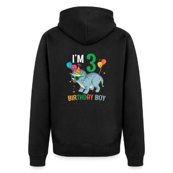 Je suis 3 Birthday Boy Triceratops 3 ans 3ème - Veste à capuche bio Premium Unisexe - noir - Dos - Nico (187cm)
