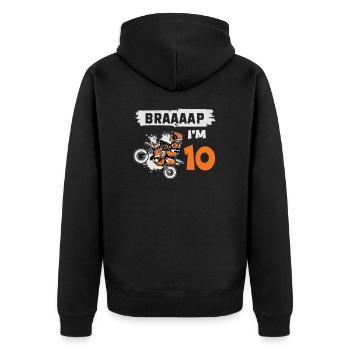 Braaaap I'm 10 Dirt Bike Motocross 10 Jahr 10. - Unisex Premium Bio Zip Hoodie - Schwarz - Hinten - Nico (187cm)