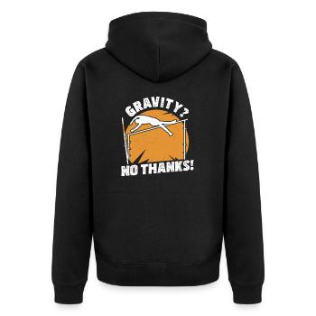 Gravity? No Thanks! Funny Pole Jumping - Unisex Premium Organic Zip Hoodie - black - Back - Nico (187cm)