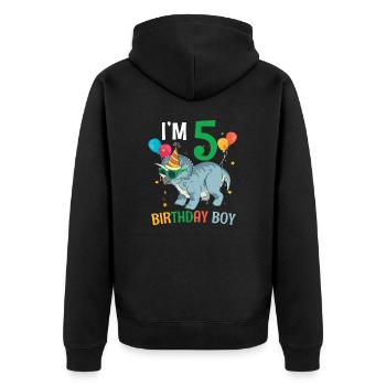 J’ai 5 ans garçon d’anniversaire Triceratops 5 ans 5ème - Veste à capuche bio Premium Unisexe - noir - Dos - Nico (187cm)