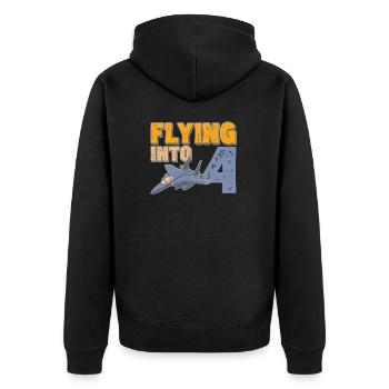 Flying Into 4 Fighter Jet 4 Year Old 4th Birthday - Unisex Premium Organic Zip Hoodie - black - Back - Nico (187cm)