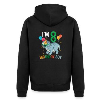 J’ai 8 ans garçon d’anniversaire Triceratops 8 ans 8ème - Veste à capuche bio Premium Unisexe - noir - Dos - Nico (187cm)