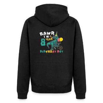 Rawr J’ai 8 ans Garçon Raptor 8 ans 8ème - Veste à capuche bio Premium Unisexe - noir - Dos - Nico (187cm)