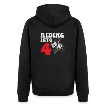 Riding Into 4 BMX Racing Bike 4 Year Old 4th - Unisex Premium Organic Zip Hoodie - black - Back - Nico (187cm)