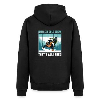 850 cc & Cold Snow Mobile Riding Motor Schlitten - Unisex Premium Bio Zip Hoodie - Schwarz - Hinten - Nico (187cm)